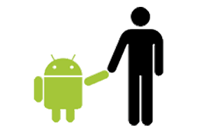 imagem bugdroid com icone de pessoa